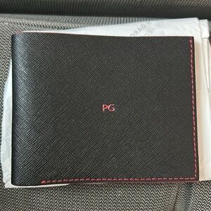 Purification Garcia Black bifold Wallet with red stitching and interior NWT